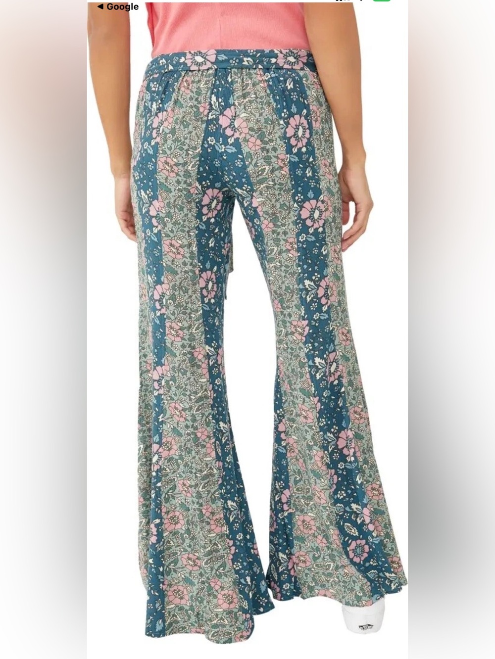Wide-Leg Floral Print Lounge Pants - Blue - Picture 5 of 8
